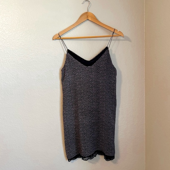 Mango Women’s Floral Print With Lace Mini Slip Y2K Spaghetti Strap Dress, Size 2 - Picture 1 of 5